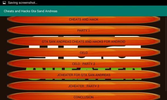 Cheats and Hacks Gta Sand Andreas screenshot 2