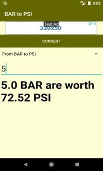 BAR to PSI converter screenshot 2