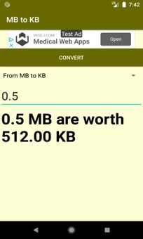 MB to KB converter screenshot 1