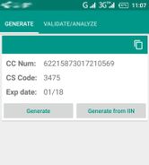 Credit Card number generator with analyzer Screenshot