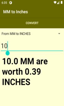 MM to Inches converter screenshot 1