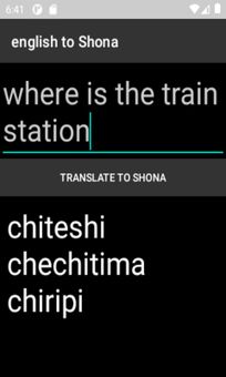 english to Shona translator screenshot 3