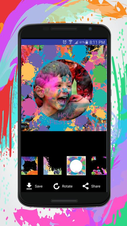 holi photo frame download