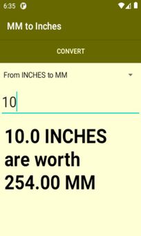 MM to Inches converter screenshot 3