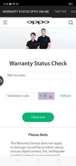 Warranty Status OPPO ONLINE screenshot 1